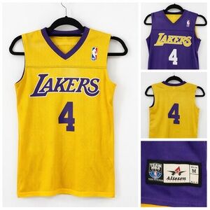 LA Lakers Reversible Jersey Youth Medium #4 NBA Basketball Purple Gold
